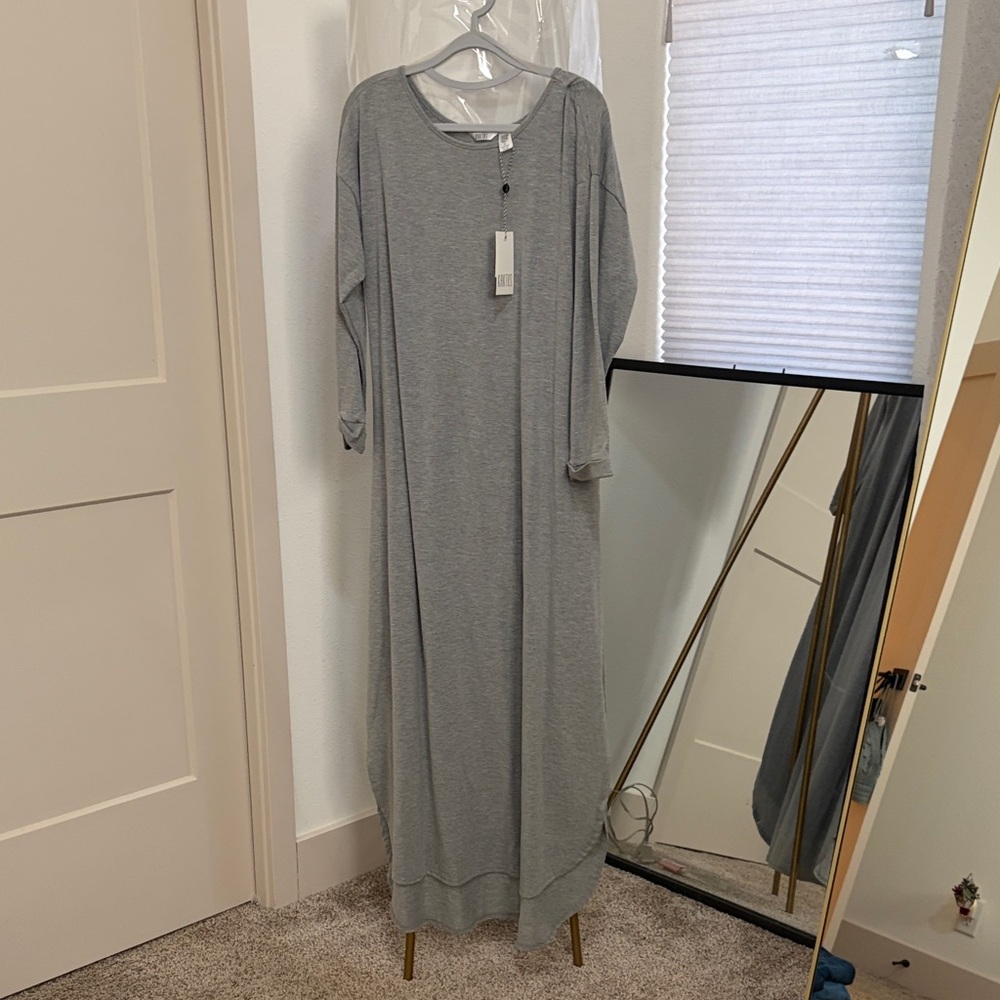 Kaktus Heather Gray Long Sleeve Dress